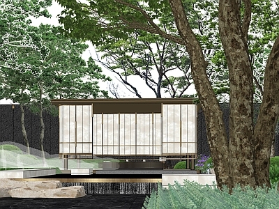 现代新中式小公建 景观亭 景观设计 展示区景观 景观小品