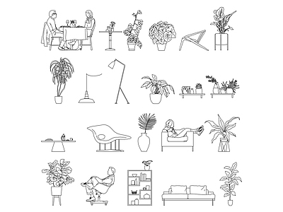 综合家具图库 家具植物图库 施工图