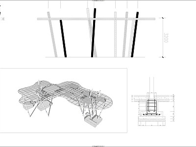 现代廊架 异形廊架 施工图