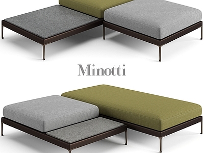 现代极简沙发凳 minotti 床尾凳 方凳 布艺休闲沙发