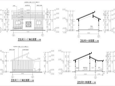 现代新中式公厕 公园公厕卫生间 水电建筑结构 施工图