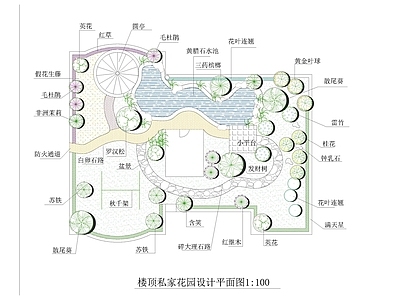 新中式中式屋顶花园 花园景观 私人花园 屋顶花园 口袋公园 施工图