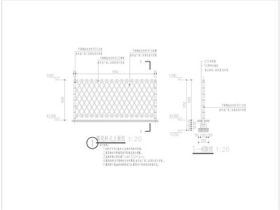 日式栏杆 仿竹栅栏详图 施工图