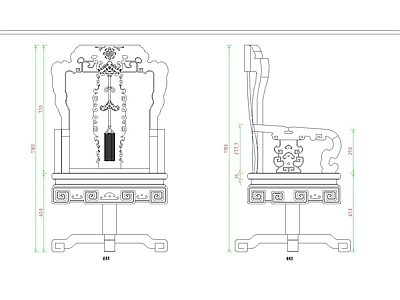 新中式椅子 新中式实木老板椅 施工图