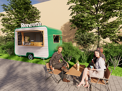 现代快餐店 小吃车 餐车 集装箱 奶茶店 外摆