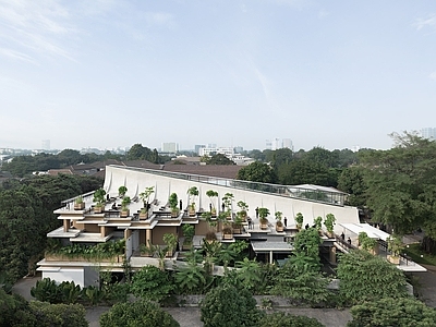 现代工业餐饮建筑 屋顶花园 城市花园 咖啡厅