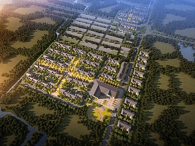 中式鸟瞰规划 乡村鸟瞰