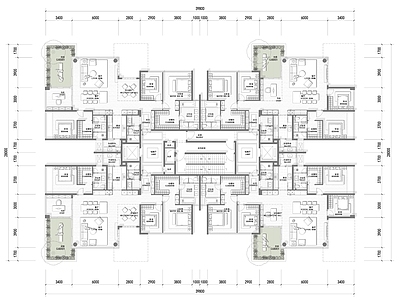 现代住宅楼建筑 第四代住宅 gad 重庆高层 豪宅 平面图