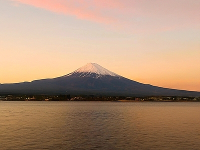 现代风景 山 夕阳 湖泊