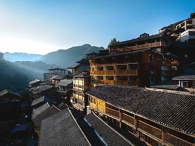 新中式街道外景 商业街外景 街道夜景