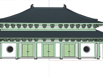 中式古建筑 古典琉璃建筑 绿色琉璃古建筑