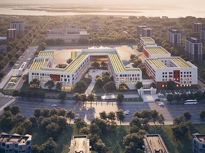 现代学校外观 现代学校鸟瞰