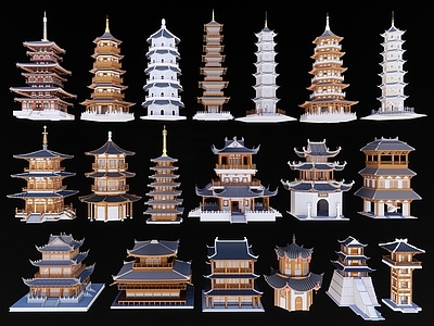 中式古塔 宝塔 塔楼 佛塔 石塔 古楼 舍利塔 藏金阁 寺庙塔雷峰塔 古建筑塔 阁楼八角塔