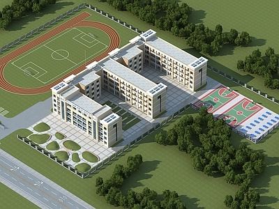 现代学校外观 学校 教学楼 综合楼 办公楼