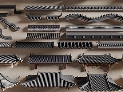 中式屋檐 檐线 瓦片 古建屋顶 门头 建筑构件