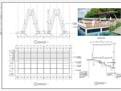 现代廊架 滨水廊架 现代廊架 施工图