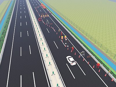 现代道路 交通导行 高速占路 三波护栏 现代高速施工