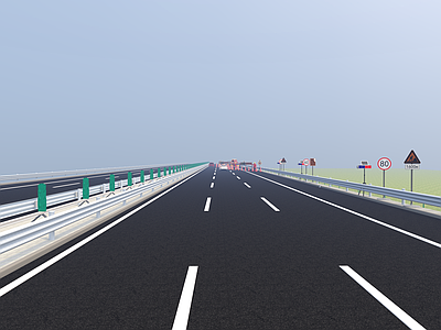 现代道路 交通导行 高速占路 三波护栏 现代高速施工