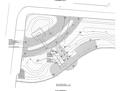 现代公园景观 街角广场 街角公园 弧形廊架 施工图