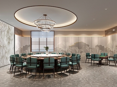 新中式禅意中餐厅 现代餐厅大包间 中餐厅 包间 酒店餐厅 棋牌室