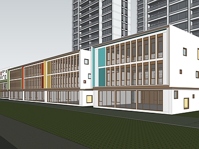 现代小区建筑 幼儿园入口大门 展示区 豪宅