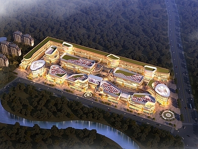 现代商业街 商业建筑鸟瞰 现代商业街 写字楼