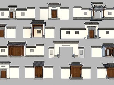 现代艺术风格建筑 新中式大门 入户大门