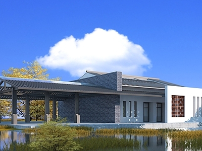 现代艺术风格建筑 新中式公共厕所