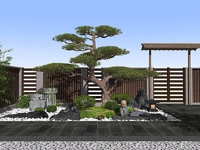 现代别墅庭院 中式庭院景观