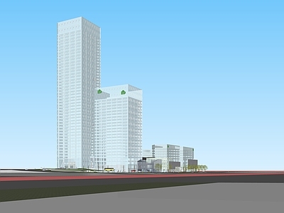 现代商场建筑 商业高层 商业裙楼