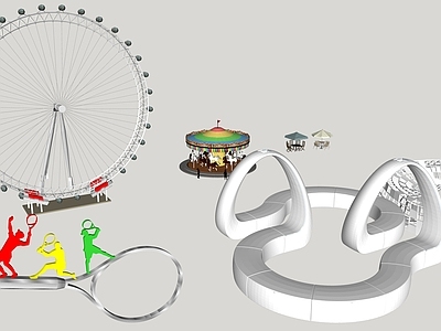 游乐设施 游乐设施 摩天轮 旋转木马 特色小品 景观亭