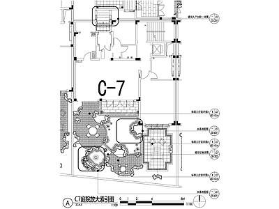 新中式庭院 别墅景观平面图 私家花园庭院 植物种植配置图 给排水图 灯光点位图 施工图