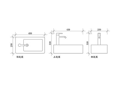 现代厨房设施 洗面盆 洗涤盆 卫生盆 台上盆 台下盆 施工图