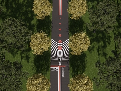 现代园路 公园跑道 道路画线 人行步道图案 二十四节气跑道