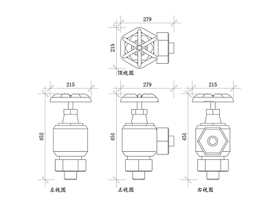 现代五金管件 角式阀 截止阀门 简易截止阀 角型截止阀 小型截止阀 施工图