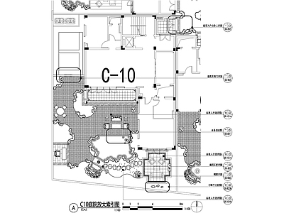 新中式庭院 别墅景观平面图 私家花园庭院 植物种植配置图 给排水图 灯光点位图 施工图