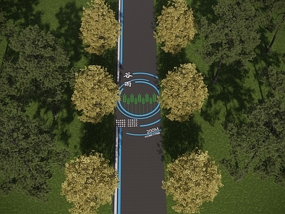 现代园路 公园跑道 道路画线 人行步道图案 二十四节气跑道 消防扑救面