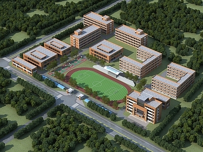 现代学校外观 学校 办公楼 综合楼 教学楼 宿舍楼