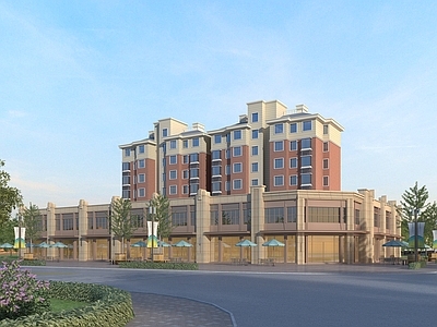 现代商业街 沿街商业 商业街 住宅 商铺