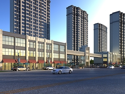 现代商业街 商业街 沿街 住宅 大门