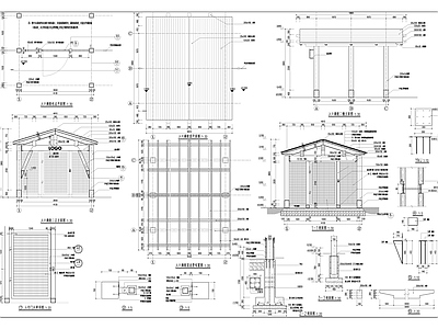 现代廊架 木廊架 施工图