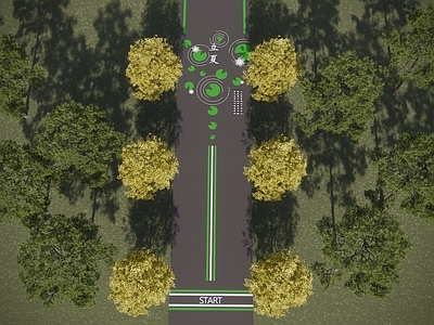 现代新中式园路 公园跑道 道路画线 人行步道图案 二十四节气跑道 消防扑救面