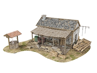 现代艺术风格建筑 农舍阵地建筑 小型掩体阵地 基地 营地