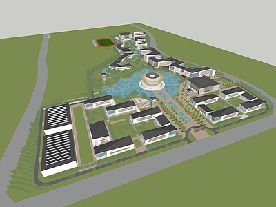 新中式学校建筑 教学楼学校
