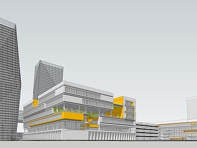 现代学校建筑 学校操场 教学楼学校