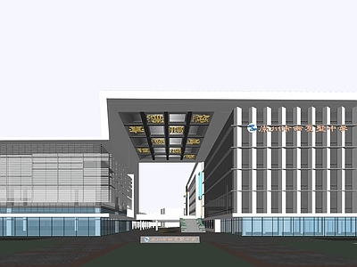 现代学校建筑 学校操场 教学楼学校