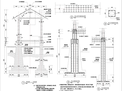 现代新中式广场 茅草栈廊施工详图 施工图