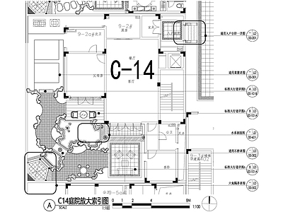 新中式庭院 别墅景观平面图 私家花园庭院 植物种植配置图 给排水图 灯光点位图 施工图