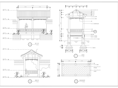 现代新中式亭子 四角亭 廊亭 景观亭 凉亭 木亭 施工图