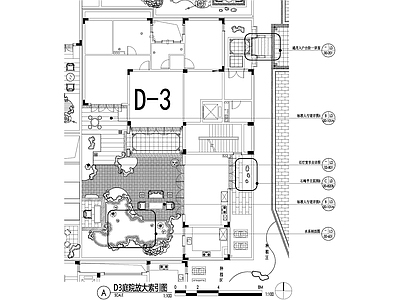 新中式庭院 别墅景观平面图 私家花园庭院 植物种植配置图 给排水图 灯光点位图 施工图